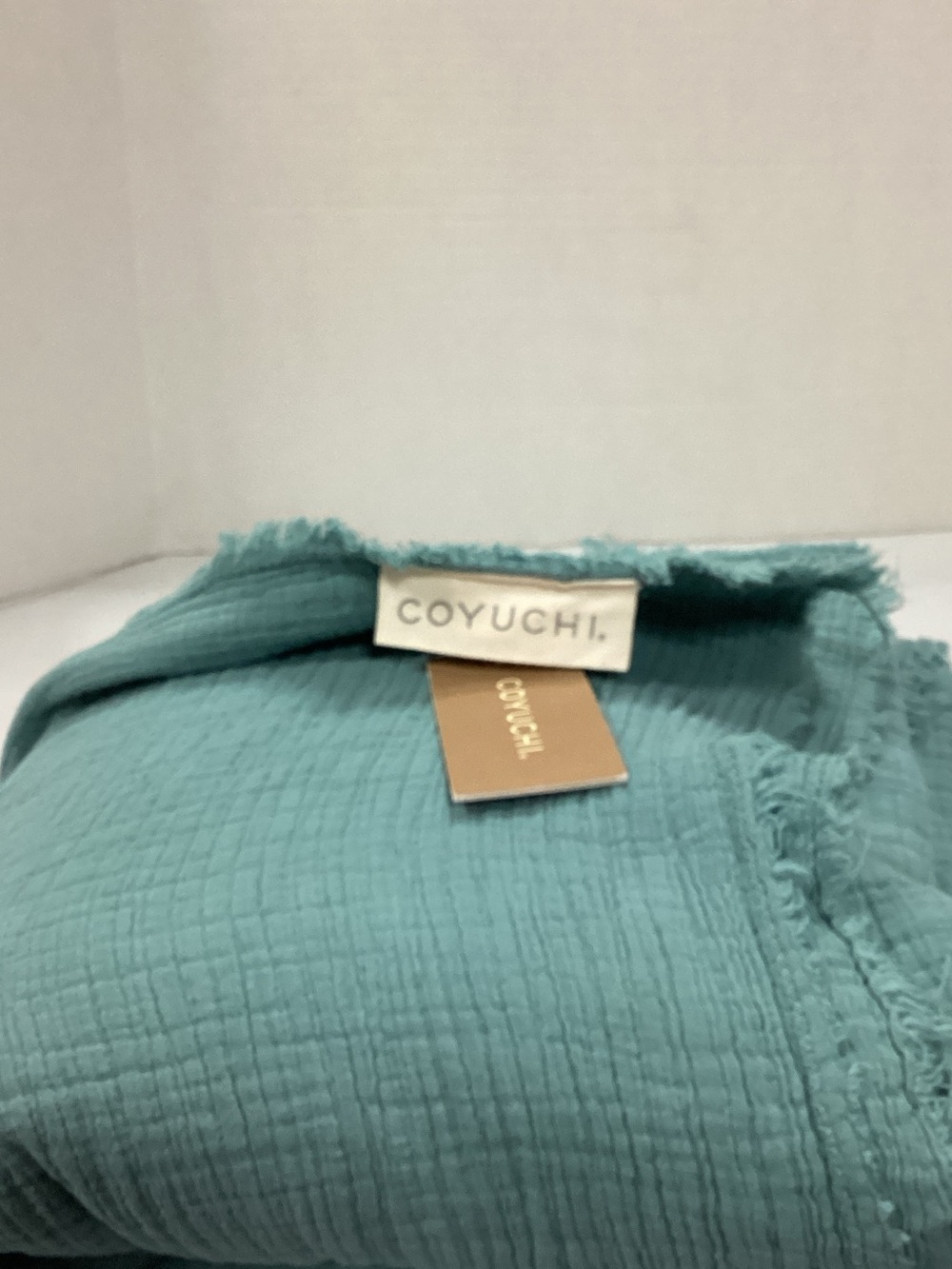 Coyuchi Teal Cotton Gauze Throw